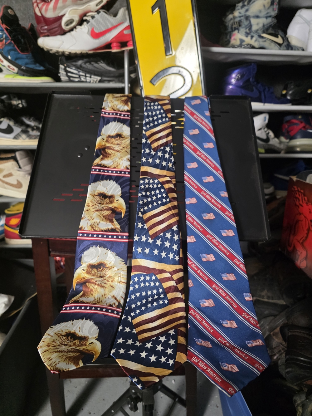 3x Premium! American Flag & Eagle Men's Neckties - Patriotic Blue